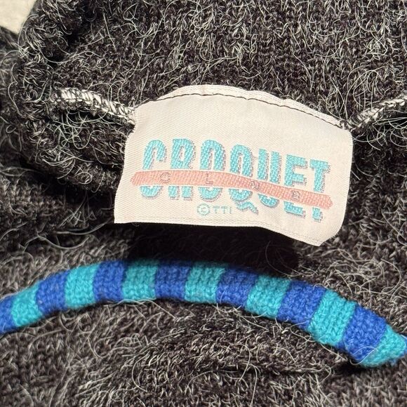 Vintage Croquet Club Knit Sweater Gray Blue Orange Striped Women M Retro 90s 80s - Picture 3 of 9